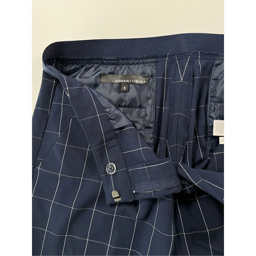 NEW Amanda & Chelsea Hannah Windowpane Modern Fit Straight SplitHem Pant Size 8 - Picture 4 of 9